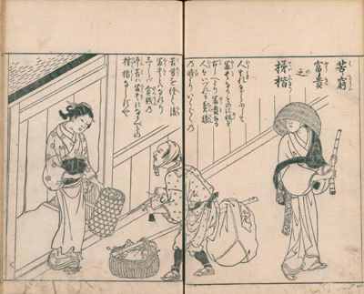 Komusō in 'Ehon Mitsu wagusa', 1758